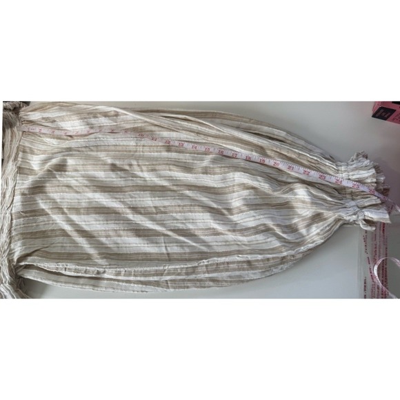 Anthropologie Striped Smocked V-Neck Crop Top Tan White XS OB2123191 - Picture 11 of 11